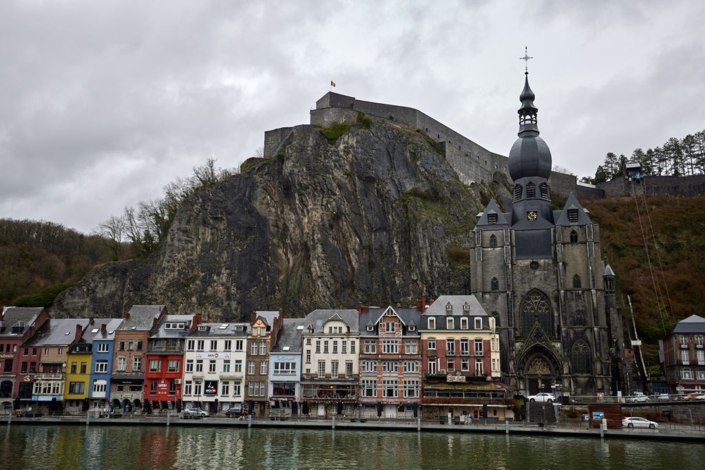 Dinant town and the The Collegiate Church of Our Lady in Wallonia
